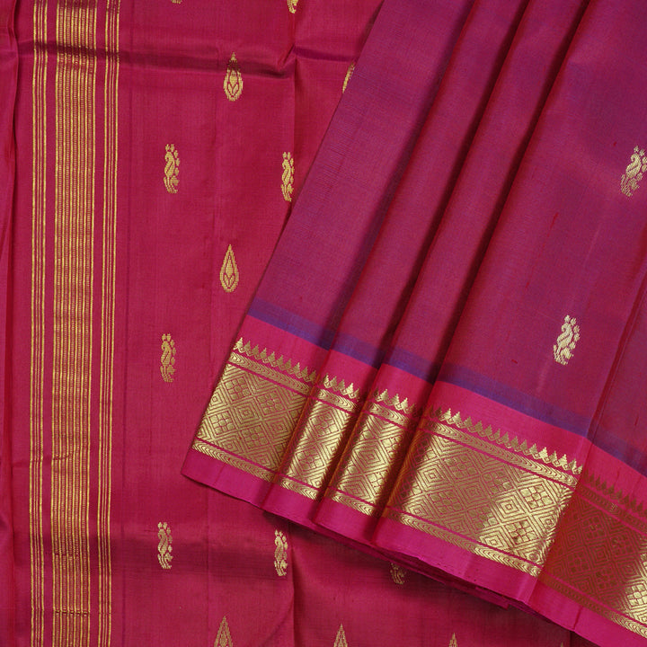 Hayagrivas Purple Handloom Kanjivaram Silk Saree with Maroon Border KBD2197C6-6