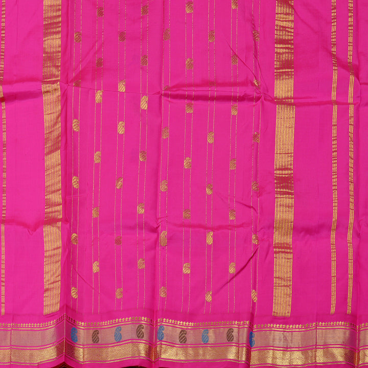 Hayagrivas Mustard Yellow Handloom Kanjivaram Silk Saree with Dual Tone (Pink With Yellow) Border KBD2197C9-4