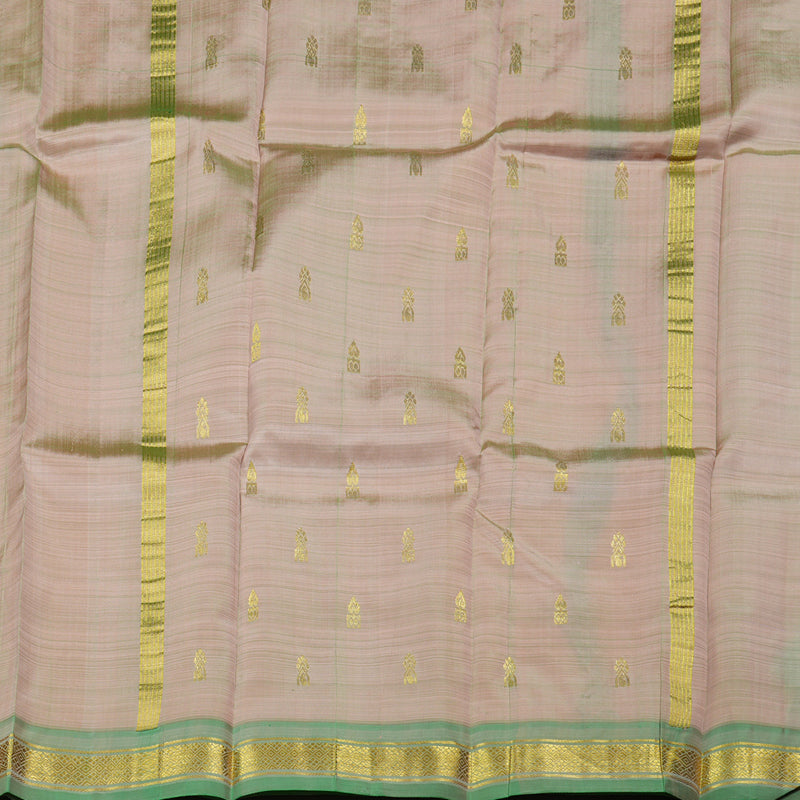 Hayagrivas Peach Orange Handloom Kanjivaram Silk Saree with Light Green Border KBD2198C1-15