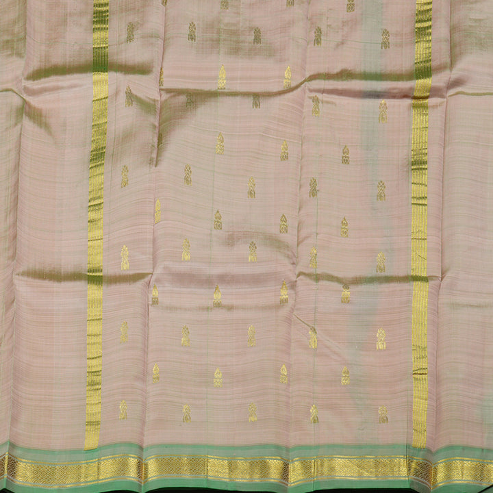 Hayagrivas Peach Orange Handloom Kanjivaram Silk Saree with Light Green Border KBD2198C1-15