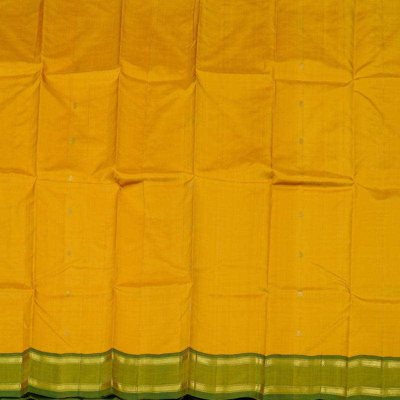 Hayagrivas Mustard Yellow Handloom Kanjivaram Silk Saree with Mehandi Green Border KBD2198C1-18