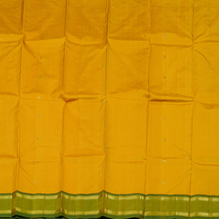 Hayagrivas Mustard Yellow Handloom Kanjivaram Silk Saree with Mehandi Green Border KBD2198C1-18