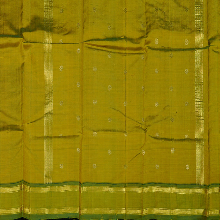 Hayagrivas Mustard Yellow Handloom Kanjivaram Silk Saree with Mehandi Green Border KBD2198C1-18