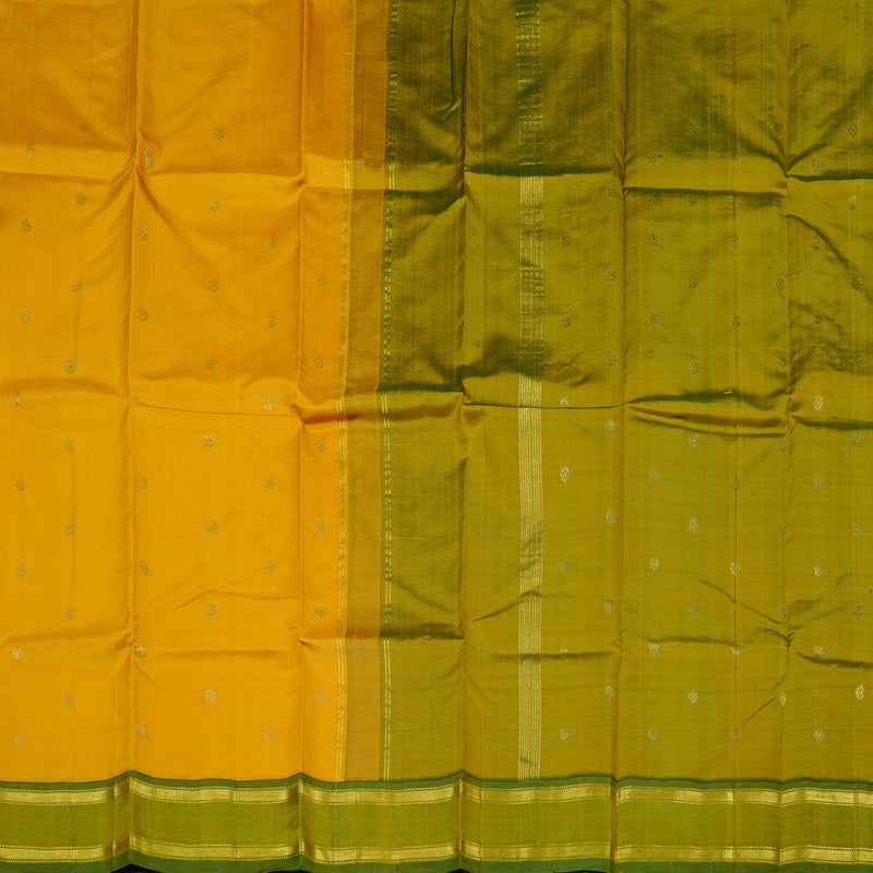 Hayagrivas Mustard Yellow Handloom Kanjivaram Silk Saree with Mehandi Green Border KBD2198C1-18