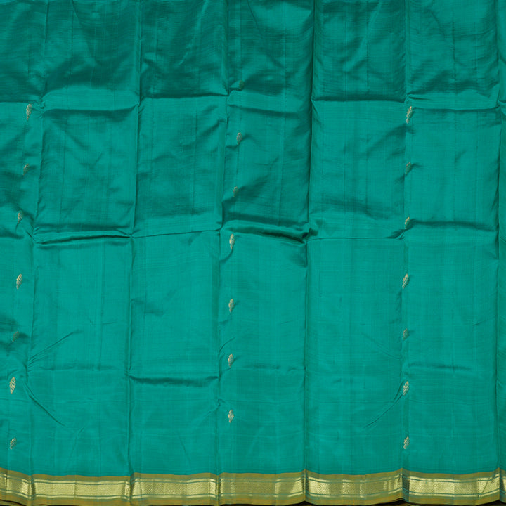 Hayagrivas Teal Blue Handloom Kanjivaram Silk Saree with Dual Tone (Blue With Yellow) Border KBD2198C1-21