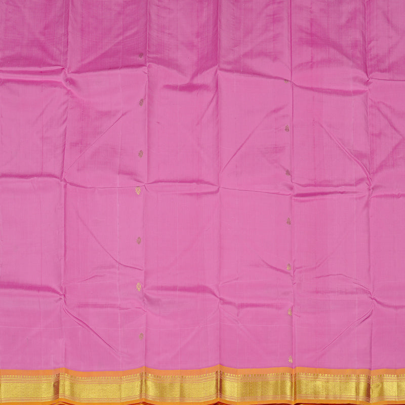 Hayagrivas Pink Handloom Kanjivaram Silk Saree with Yellow Border KBD2198C2-13