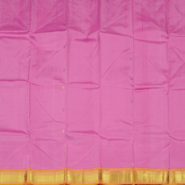 Hayagrivas Pink Handloom Kanjivaram Silk Saree with Yellow Border KBD2198C2-13