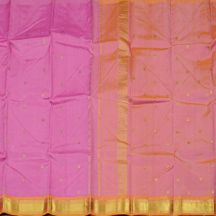 Hayagrivas Pink Handloom Kanjivaram Silk Saree with Yellow Border KBD2198C2-13
