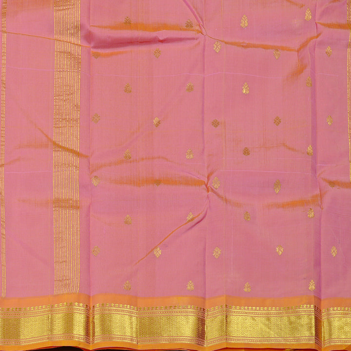 Hayagrivas Pink Handloom Kanjivaram Silk Saree with Yellow Border KBD2198C2-13