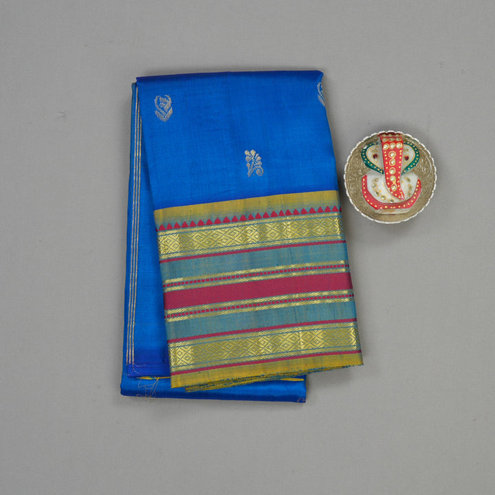 Hayagrivas Aqua Blue Pure One Side Border Silk Saree KBD2198C6-1