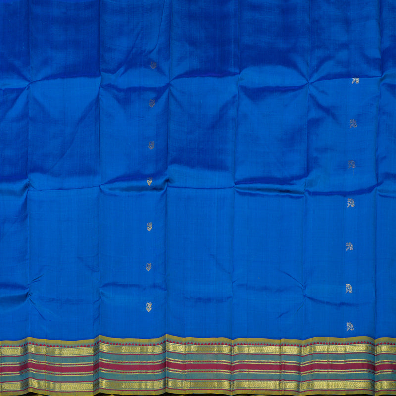 Hayagrivas Aqua Blue Pure One Side Border Silk Saree KBD2198C6-1