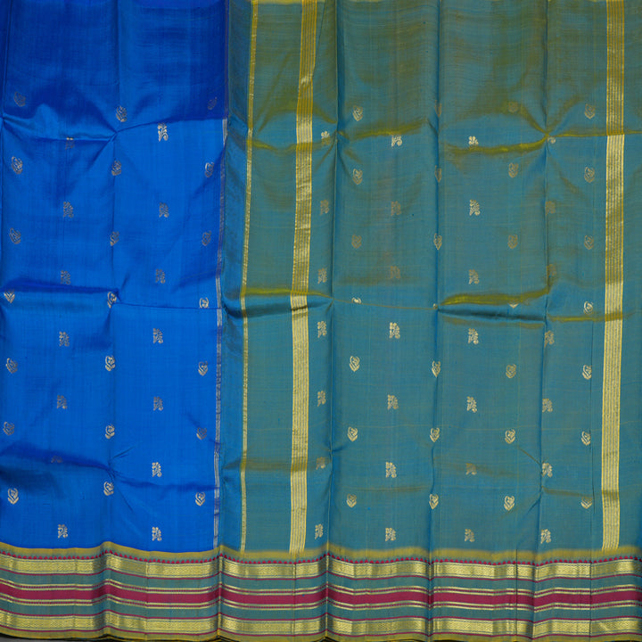 Hayagrivas Aqua Blue Pure One Side Border Silk Saree KBD2198C6-1