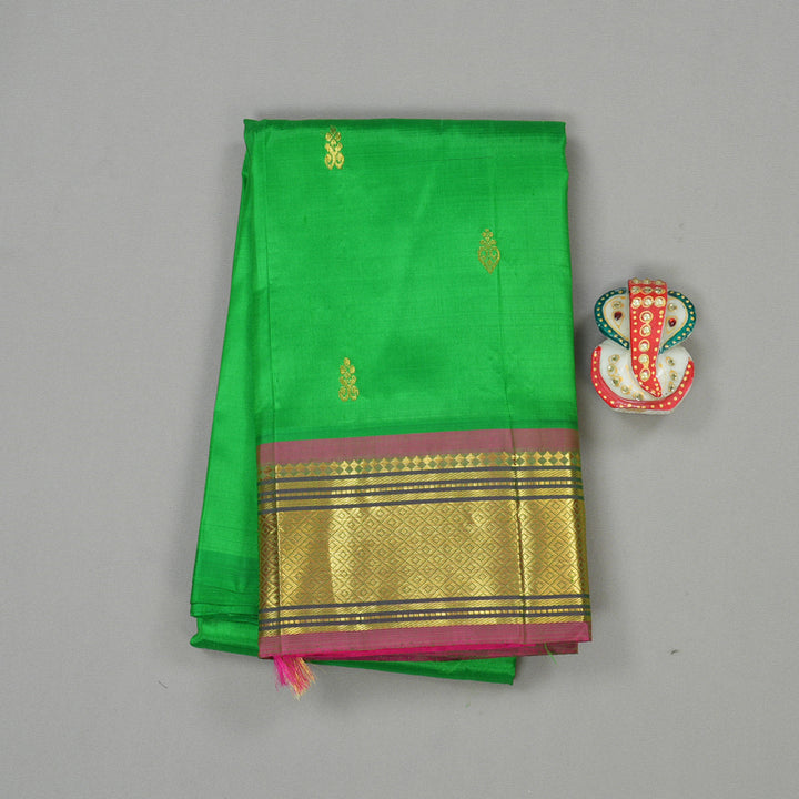 Hayagrivas Green Handloom Kanjivaram Silk Saree with Mandhalir Border KBD2198C7-1