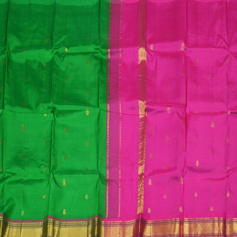 Hayagrivas Green Handloom Kanjivaram Silk Saree with Mandhalir Border KBD2198C7-1