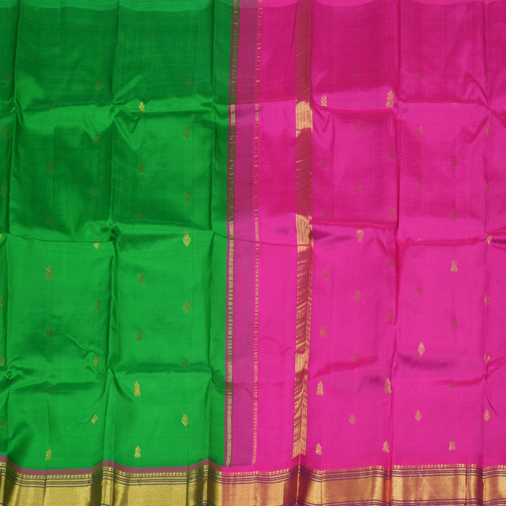 Hayagrivas Green Handloom Kanjivaram Silk Saree with Mandhalir Border KBD2198C7-1