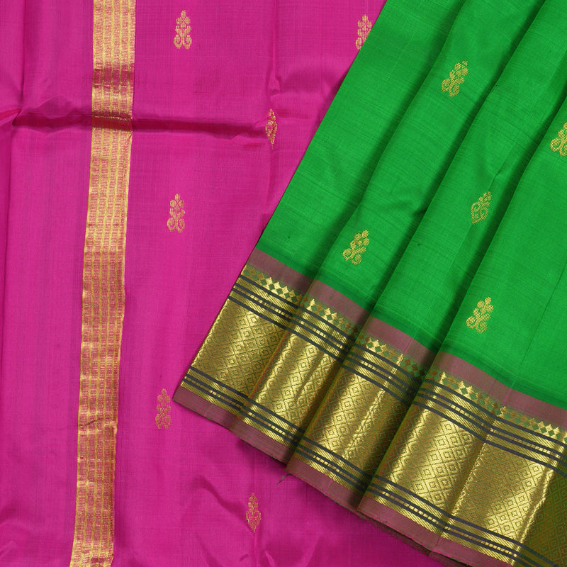Hayagrivas Green Handloom Kanjivaram Silk Saree with Mandhalir Border KBD2198C7-1