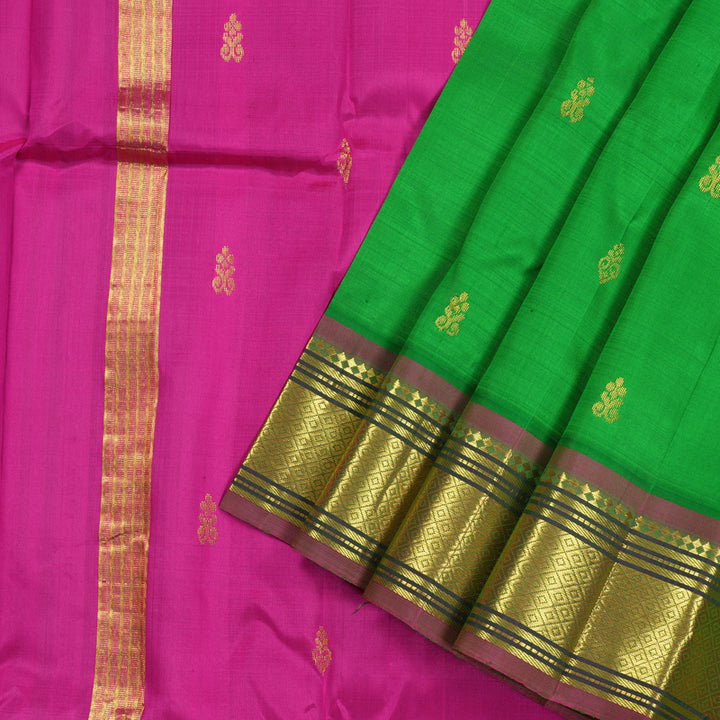 Hayagrivas Green Handloom Kanjivaram Silk Saree with Mandhalir Border KBD2198C7-1