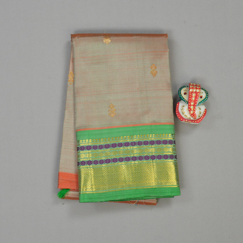 Hayagrivas Sandal Handloom Kanjivaram Silk Saree with Sea Green Border KBD2198C7-4