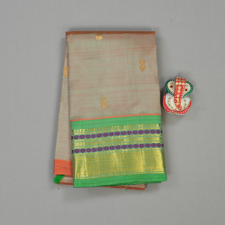 Hayagrivas Sandal Handloom Kanjivaram Silk Saree with Sea Green Border KBD2198C7-4