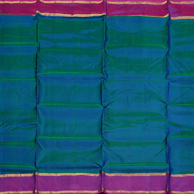 Hayagrivas Peacock Blue Handloom Kanjivaram Ten Yards Silk Saree with Purple Border KBD2199C1-8