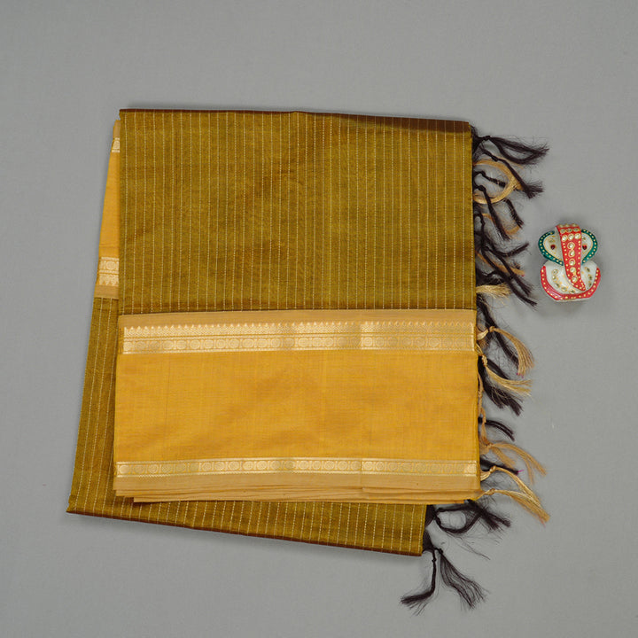 Hayagrivas Handloom Pure Silk Cotton Saree in Rich Mehandi Green KBD2213C1-1