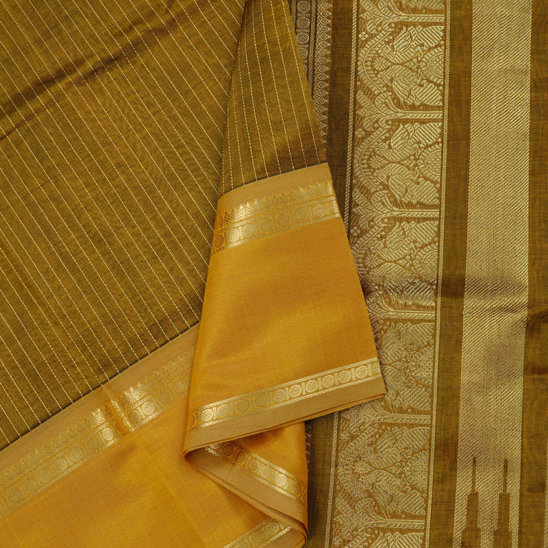 Hayagrivas Handloom Pure Silk Cotton Saree in Rich Mehandi Green KBD2213C1-1