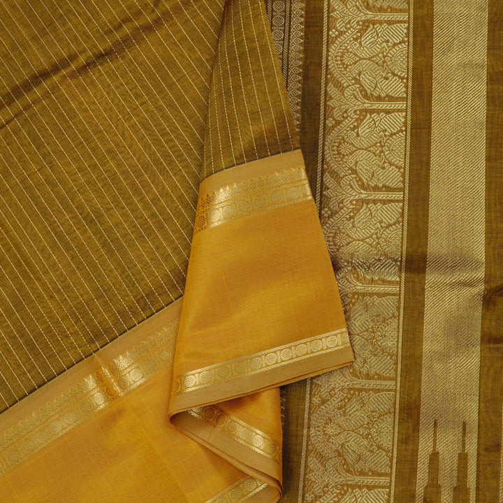 Hayagrivas Handloom Pure Silk Cotton Saree in Rich Mehandi Green KBD2213C1-1