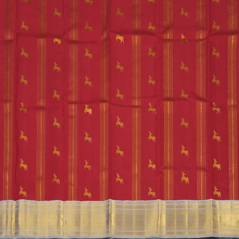 Hayagrivas Handloom Maroon Kanjivaram Pattu Pavadai with Lilac Border KBE1001I22-1