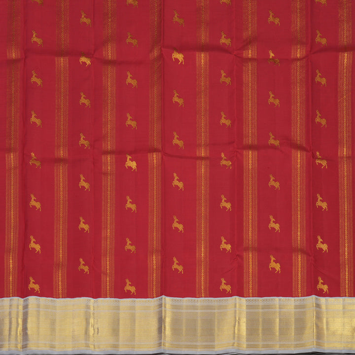 Hayagrivas Handloom Maroon Kanjivaram Pattu Pavadai with Lilac Border KBE1001I22-1