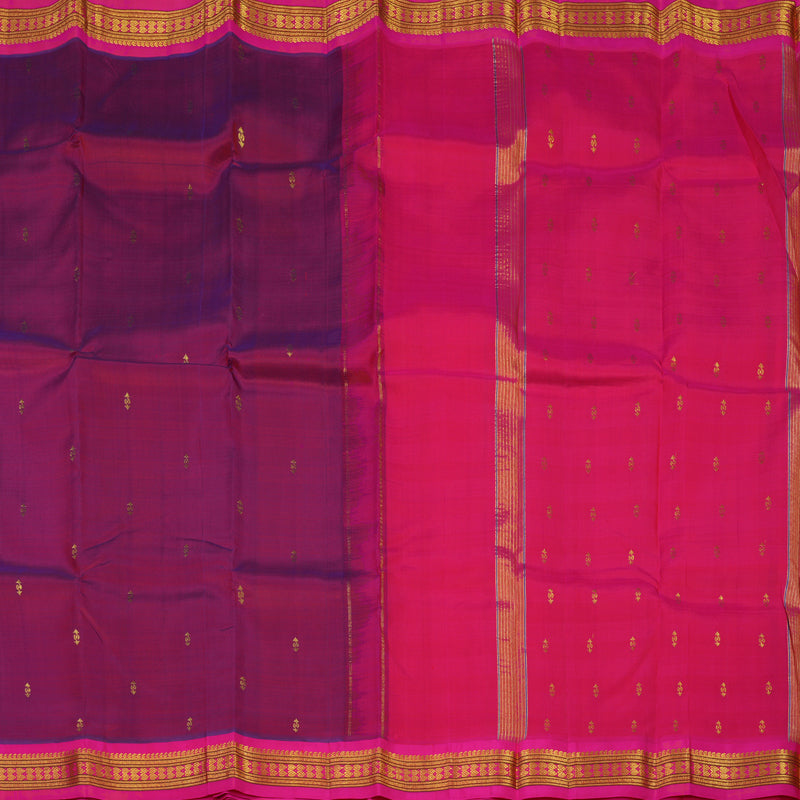 Hayagrivas Handloom Wine Kanjivaram Silk Saree with Rani Pink border KBE1002I1-1