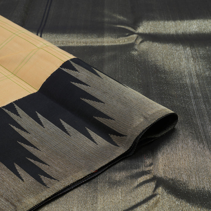 Hayagrivas Handloom Kanjivaram Sandal Beige Silk Saree with Black Border KBE1005I6-1