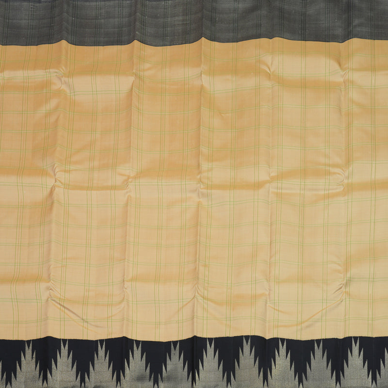 Hayagrivas Handloom Kanjivaram Sandal Beige Silk Saree with Black Border KBE1005I6-1