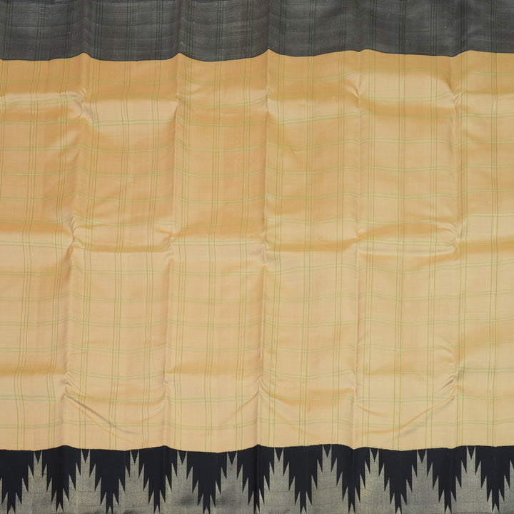 Hayagrivas Handloom Kanjivaram Sandal Beige Silk Saree with Black Border KBE1005I6-1