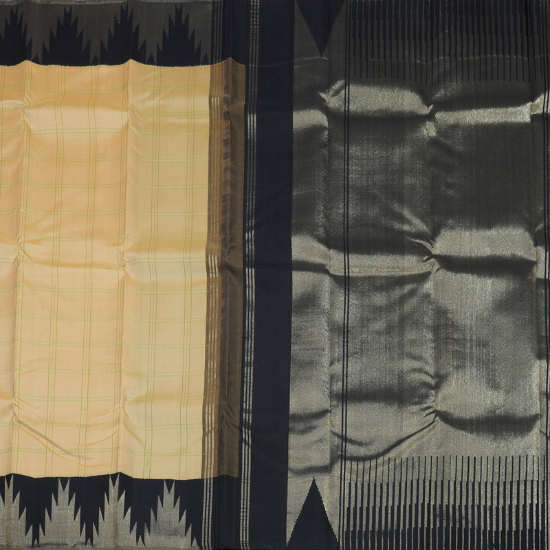 Hayagrivas Handloom Kanjivaram Sandal Beige Silk Saree with Black Border KBE1005I6-1