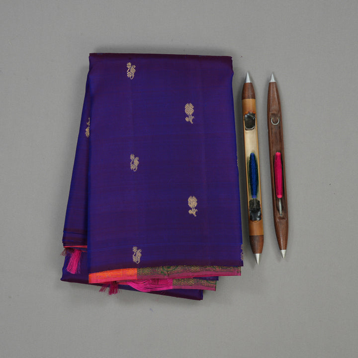 Hayagrivas Handloom Ink Blue Kanjivaram Silk Saree KBE1008I13-1