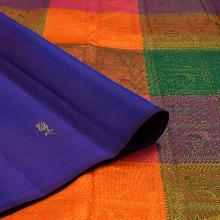 Hayagrivas Handloom Ink Blue Kanjivaram Silk Saree KBE1008I13-1