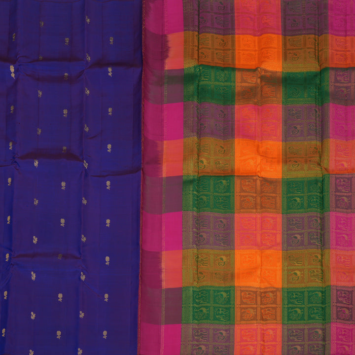 Hayagrivas Handloom Ink Blue Kanjivaram Silk Saree KBE1008I13-1