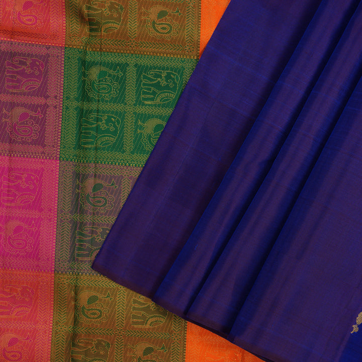 Hayagrivas Handloom Ink Blue Kanjivaram Silk Saree KBE1008I13-1