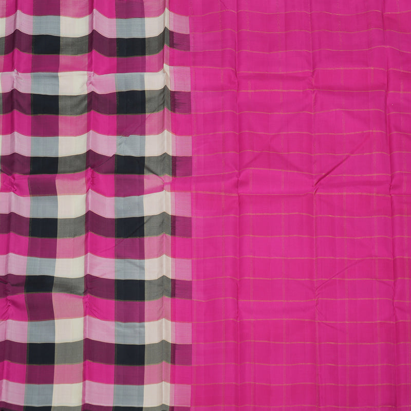 Hayagrivas Handloom Multicolour Checks Kanjivaram Silk Saree KBE1008I2-3