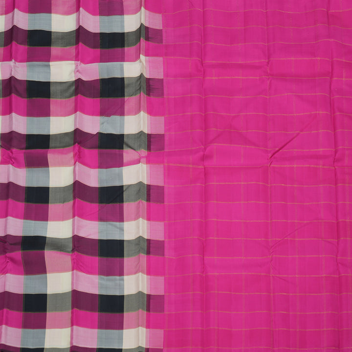 Hayagrivas Handloom Multicolour Checks Kanjivaram Silk Saree KBE1008I2-3