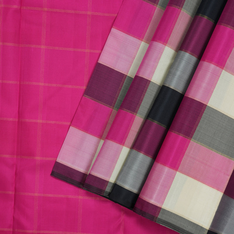 Hayagrivas Handloom Multicolour Checks Kanjivaram Silk Saree KBE1008I2-3
