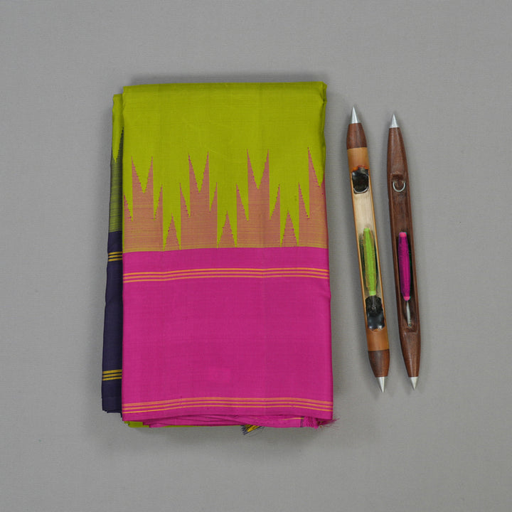 Hayagrivas Handloom Parrot Green Kanjivaram Silk Saree with Ganga Jamuna Border KBE1008I7-1