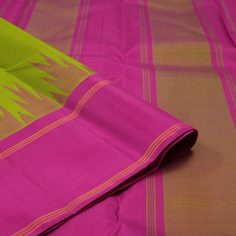 Hayagrivas Handloom Parrot Green Kanjivaram Silk Saree with Ganga Jamuna Border KBE1008I7-1