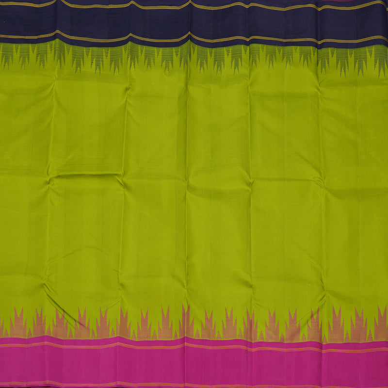 Hayagrivas Handloom Parrot Green Kanjivaram Silk Saree with Ganga Jamuna Border KBE1008I7-1