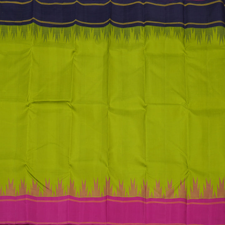 Hayagrivas Handloom Parrot Green Kanjivaram Silk Saree with Ganga Jamuna Border KBE1008I7-1