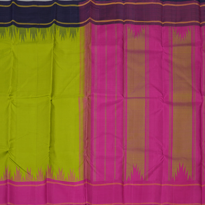 Hayagrivas Handloom Parrot Green Kanjivaram Silk Saree with Ganga Jamuna Border KBE1008I7-1