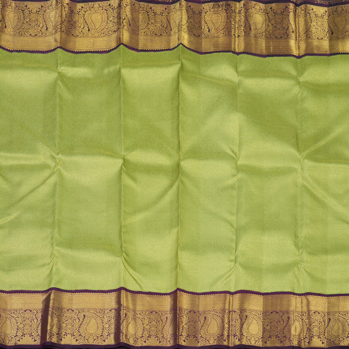 Hayagrivas Handloom Pista Green Kanjivaram Silk Saree with Deep Violet Border KBE1009I4-1