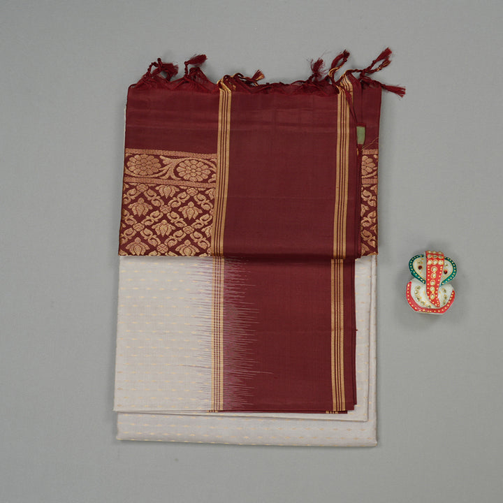 Hayagrivas Beige Handloom Soft Silk Saree with Dark Brown Border KBE100D3-2