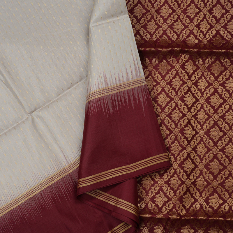 Hayagrivas Beige Handloom Soft Silk Saree with Dark Brown Border KBE100D3-2