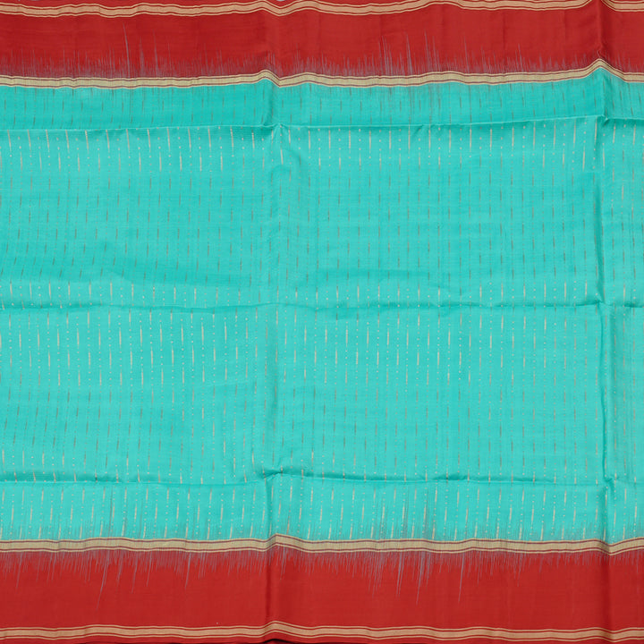 Hayagrivas Sea Blue Handloom Soft Silk Saree with Red Border KBE100D3-5
